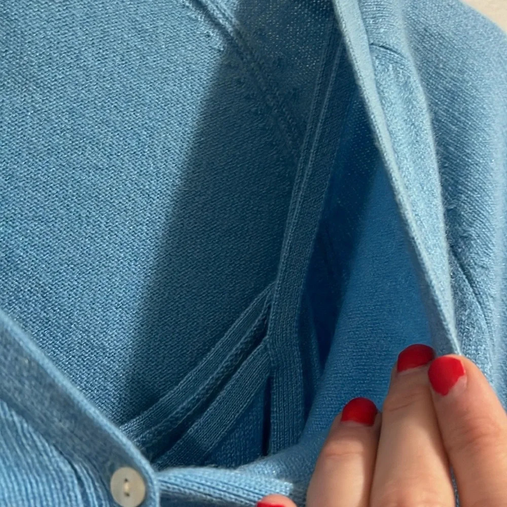 Lands End 2 Piece Baby Blue Tank Top and Open Cardigan Set - Picture 4 of 8